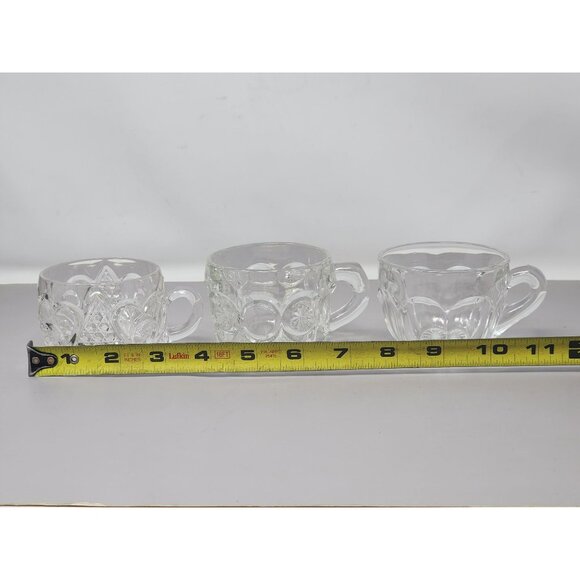 Vintage Glass Punch Bowl Miss Matched Cups With Intricate Patterns 3 Clear Glass - Picture 16 of 16